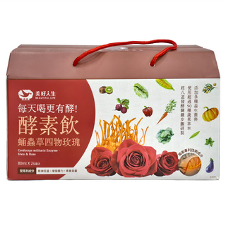 美好人生 蛹蟲草四物玫瑰酵素飲 Set, 雙專利成分 精神旺盛+增強體力+青春美麗, 24包, 80ml, 1盒