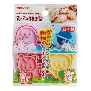 TORUNE 動物造型吐司壓模套裝, 日本製造, 鯨魚 + 海豹 + 松鼠 + 小熊, 1組