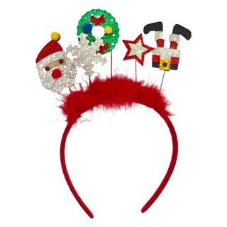 花圈老公公雪花髮箍, 1個, 紅色