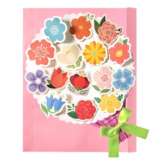 2Youngdesign 花束造型 手繪插圖明信片, 淺粉色, 1個