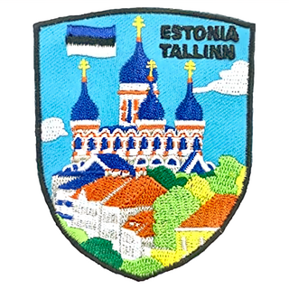 A-ONE 匯旺 愛沙尼亞 塔林古城 地標造型刺繡 NO.358, 7.5 x 6 公分, 台灣製, 彩色, 1個