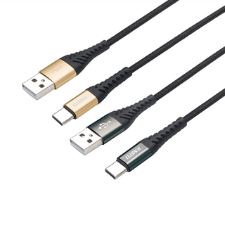 RASTO RX42 Type C 高速QC3.0鋁合金充電傳輸線雙入組, 黑色, 1組, 1m+2m