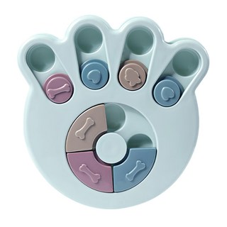 寵物夢工廠 寵物益智慢食玩具, 腳印藍色, 1個