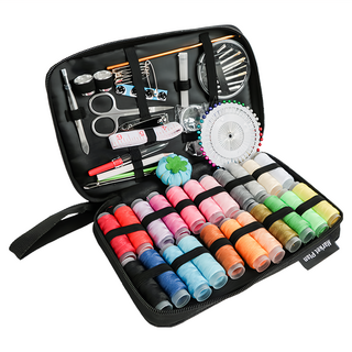 Market Plan 便攜式針線包122件組, 黑色, 1組