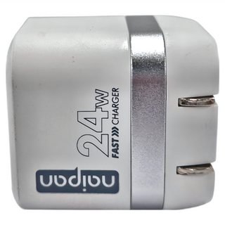 naipan 24W 1C1A 雙孔快充數顯充電器, 白色, 1個