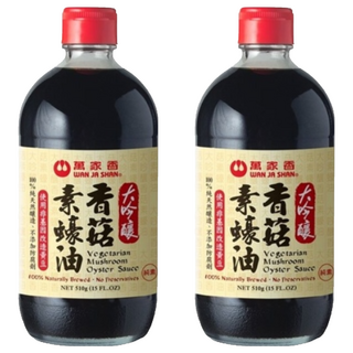 萬家香 大吟釀香菇素蠔油, 不添加焦糖色素，保證品質純正, 510g, 2瓶