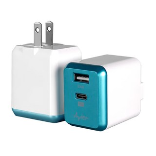 Avier PD3.0 + 2.4A USB-A/USB-C 電源供應器 30W, 青色, 1個