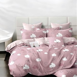 E-ROU 伊柔寢飾 銀離子防螨抗菌天鵝絨 台灣製 雙人兩用被, 粉粉心雲