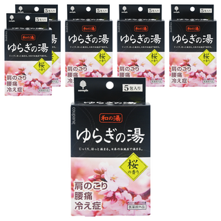 novopin 和的湯 入浴劑 櫻花香 Set 5入, 舒緩肩頸腰痠痛, 改善畏寒, 125g, 6盒