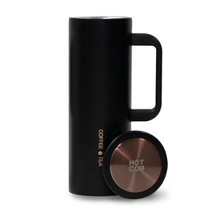 Hotcom 不鏽鋼真空把手隨行杯, 450ml, 咖啡和茶, 黑色, 1個