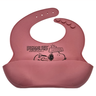 PEANUTS 史努比 矽膠圍兜 SP-226 30 x 23 x 5cm, 北歐粉, 1件, 1件