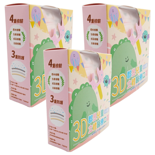 JUN 郡昱 兒童立體醫療口罩, FLOWER, 30片, 3盒