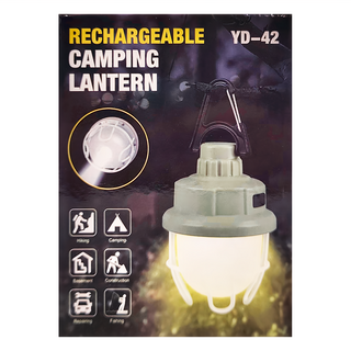 戶外復古可掛式高亮露營燈 LC2 601A 180g 1個 ABS+PS材質 YD-42 可充電, 卡其色/牛油果綠 顏色隨機