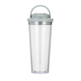 HIKARI 日光生活 TEA透雙層吸管杯 670ml AS杯身 Tritan吸管, 綠色, 1個