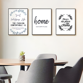 STYLEG時代家居 板畫 有框畫 幸運草家園 3件組 密度板PS外框, 39 x 29cm, 黑色