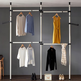 Tres Belle 38派管型四層掛架, 白色, 1組, 可調整高度，穩固耐用，簡約時尚, 140-240x220-260 公分