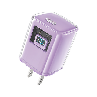 ACEFAST 探索系列 PD氮化鎵數顯電源供應器 A55 30W 苜蓿紫 阻燃PC, 1個