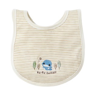 KU.KU Duckbill 酷咕鴨 有機純棉繡花小圍兜, 無漂白無染色無甲醛, 保護寶寶細嫩肌膚, 黏扣式設計, 3-XG0-1-1, 1件