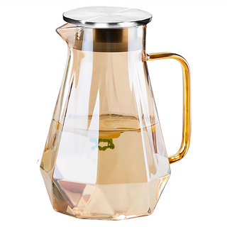 FOREVER 耐熱玻璃時尚鑽石紋不鏽鋼把手水壺 11 x 8 x 22cm 660g, 玫瑰金, 1.8L, 1個