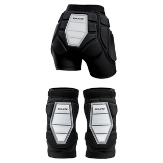 SULAITE 頂級EVA滑雪護具防摔護臀褲+護膝2個 XL 冬季滑雪防護必備, 黑色, 1組