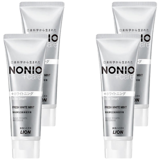 LION 獅王 NONIO 終結口氣牙膏 晶燦亮白 雙重淨化因子 LSS成分 長效清新口氣, 130g, 4條