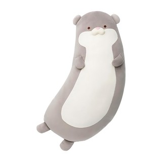 萌布朗 療癒系 極度歪腰抱枕, 75 x 35 x 18cm, 倉鼠 灰色