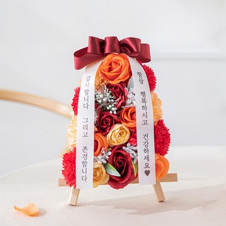 beautifuldecosense 仿真肥皂花迷你花環, 紅色, 1個