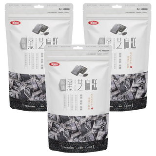 美味田 黑芝麻糕 原味, 純素 高鈣 高鐵, 口感Q彈 甜度適中, 不黏牙, 250g, 3袋