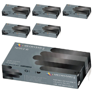 MEDIHAND 美恆 NBR手套 微粒止滑 厚款手套, 黑色, M, 6盒