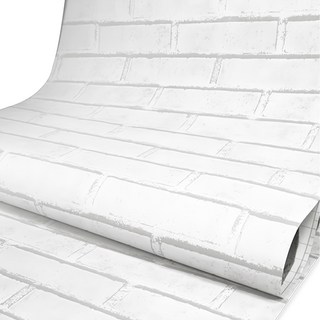 WA. WALL ART 防水自黏壁紙 仿真立體磚紋, PVC材質, 白色磚石, 300 x 60cm