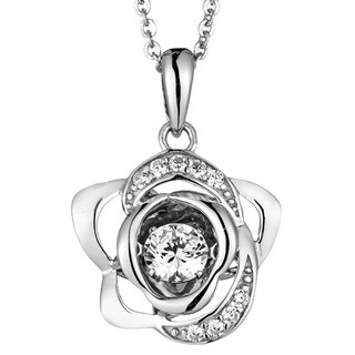 Crossfor Dancing Stone系列 純銀懸浮閃動項鍊, C14款 花戀永恆