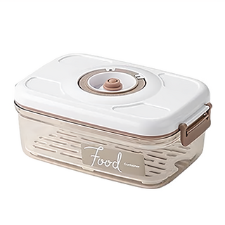 拍平方 大容量抽真空保鮮盒 長方形 B款 1.2L 食品級AS+矽膠, 1個