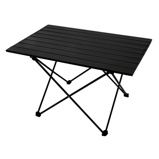 鋁合金露營折疊桌, 黑色, 鐵桌面, 鋁合金支架, 56cm, 中(56 x 40 x 40cm)