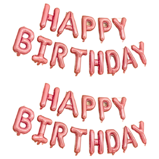 生活King 可懸掛生日快樂字母氣球 HAPPY BIRTHDAY, 糖果粉色, 2組