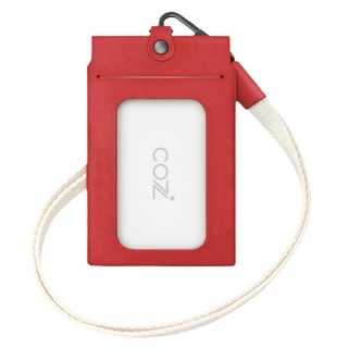 COZi 義大利植鞣革雙面橫式證件夾 100%植鞣皮革 台灣手工製作 可拆式掛繩, 紅色, 1個