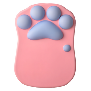 3D立體貓掌矽膠護腕滑鼠墊 27*20*2.5cm 萊卡布矽膠材質, 粉底藍足, 1個
