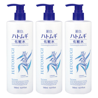 KUMANO 熊野油脂 麗白 薏仁潤膚化粧水 500mL 天然保濕成分, 3瓶