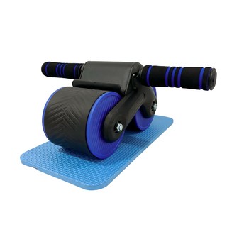 A&R 升級版加大加寬自動回彈雙輪健腹輪 + 跪墊 230T 藍黑色 環保ABS