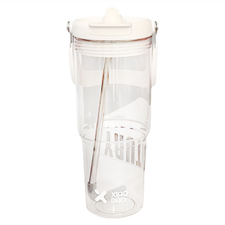 手提透明吸管杯 900ml 白色, 1個