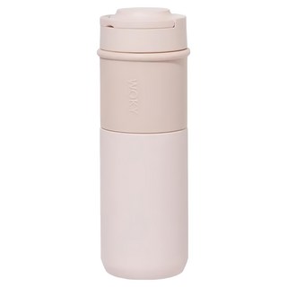 WOKY 沃廚 台灣公司貨 JIN真瓷系列 陶瓷環保提手杯, 裸粉色, 500ml, 1個