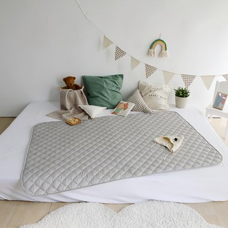 PRIELLE 兒童棉質防水床套, L 100*150cm, 灰色, 1個