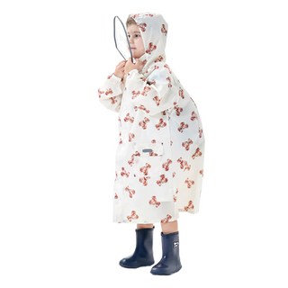 愛北鼻 親子同款加厚防水雨衣, 白底泰迪熊, XL