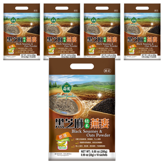 薌園黑芝麻糙米燕麥, 多榖多健康、營養好滋味, 富含膳食纖維並去除糖份, 28g, 10包, 5袋