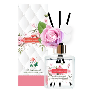 QiMart 法國精油玫瑰造型珪藻土擴香瓶, 微醺薰衣草, 1件, 200ml