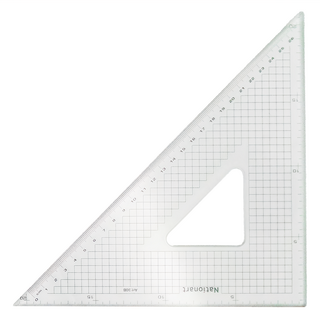 Nationart 切割三角板 45/45度 30cm 壓克力製 不鏽鋼邊條, T05-CT30B, 1片