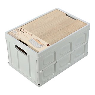KEYWAY 聯府 KM摺疊箱 附木蓋, 摺疊箱 原木色 + 灰色, 1個