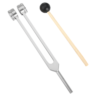 上手家居 低頻音叉128Hz附擊錘+收納袋+板手,舒緩身心音療工具, 1支, 銀色