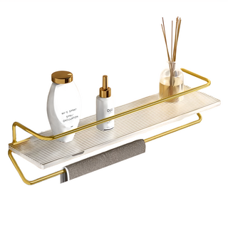 德利生活 壓克力牆上置物架 40cm 金色, 浴室牆面收納好幫手, 1個