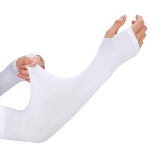 PORA BELLA 運動戶外防曬輕薄高彈冰涼袖套 男女款 UVS011, 2雙, 均碼, 拇指白色