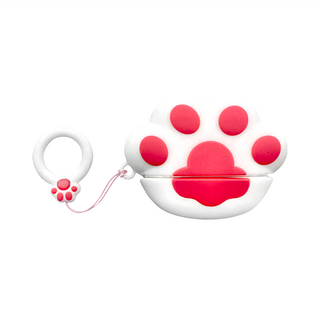 Timo 軟萌貓掌造型 AirPods Pro/Pro2 耳機保護套 附掛勾, 白色, 1個